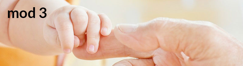 Mod 3 (text on image of adult finger and baby hand).